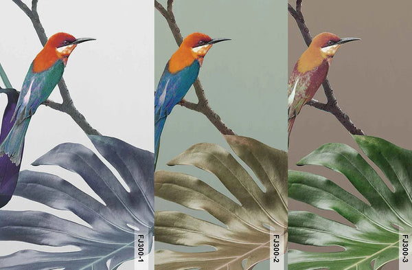 Tropical Jungle Wall Mural, Forest Wallpaper, Light Green Tree Leaf Bird, Custom Size, Non - Woven, Modern Wall Paper, Non - Pasted, Washable, Removable - Adawall Wallpaper - Registered Trade Accounts Only, Wallpaper Wholesale Account - FJ300-2 - Adawall Wholesale - Wallpaper Wholesaler