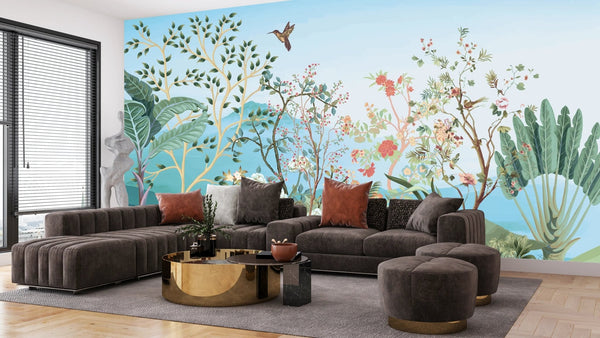 Tropical Jungle Wallpaper, Trees Mural, Oversized Custom Size Wall Art, Non - Woven, Non - Adhesive, Modern Wall Paper, Removable - Adawall Wallpaper - Registered Trade Accounts Only, Wallpaper Wholesale Account - W77706 - Adawall Wholesale - Wallpaper Wholesaler