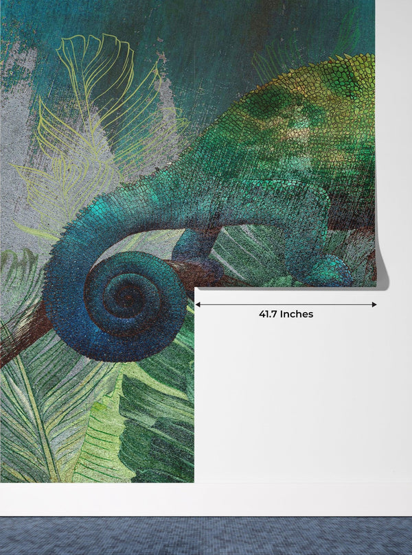 Tropical Leaves Wallpaper, Chameleon Background Mural, Oversized Custom Size Wall Art, Non - Woven, Non - Adhesive, Modern Wall Paper, Removable - Adawall Wallpaper - Registered Trade Accounts Only, Wallpaper Wholesale Account - W78141 - Adawall Wholesale - Wallpaper Wholesaler