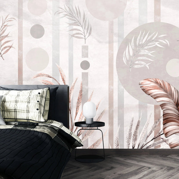 Tropical Plants Wallpaper, Geometric Shapes Mural, Oversized Custom Size Wall Art, Non - Woven, Non - Adhesive, Modern Wall Paper, Removable - Adawall Wallpaper - Registered Trade Accounts Only, Wallpaper Wholesale Account - W77812 - Adawall Wholesale - Wallpaper Wholesaler