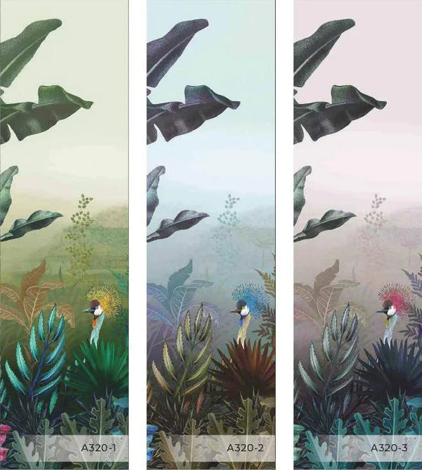 Tropical Theme Wall Mural, Blue Nature Birds Palm Tree Leaves Wallpaper, Customized Wall Art, Large Store Shop Wall Paper, Jungle, Forest Theme - Adawall Wallpaper - Registered Trade Accounts Only, Wallpaper Wholesale Account - A320-2 - Adawall Wholesale - Wallpaper Wholesaler