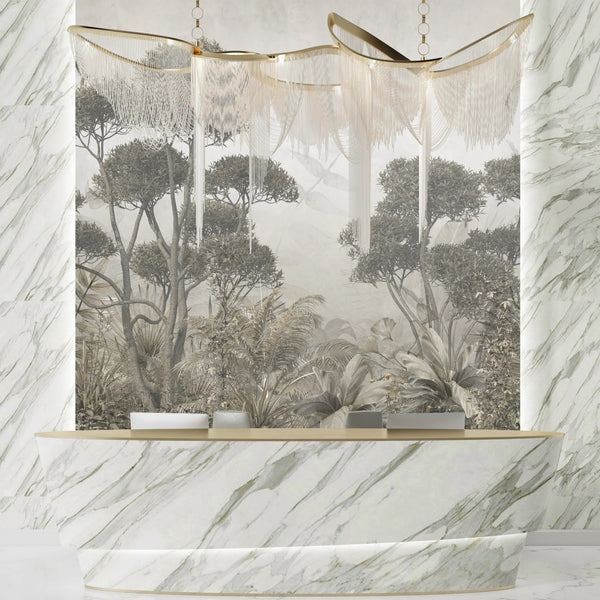 Tropical Trees Wallpaper, Foggy Forest Mural, Oversized Custom Size Wall Art, Non - Woven, Non - Adhesive, Modern Wall Paper, Removable - Adawall Wallpaper - Registered Trade Accounts Only, Wallpaper Wholesale Account - W77988 - Adawall Wholesale - Wallpaper Wholesaler