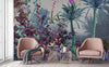 Tropical Wall Mural, Nature Palm Tree Purple Parrot Wallpaper, Jungle Forest Theme, Non - Woven, Non - Adhesive, Removable, Exotic Wall Print Art, Interior Decor - Adawall Wallpaper - Registered Trade Accounts Only, Wallpaper Wholesale Account - A315-3 - Adawall Wholesale - Wallpaper Wholesaler