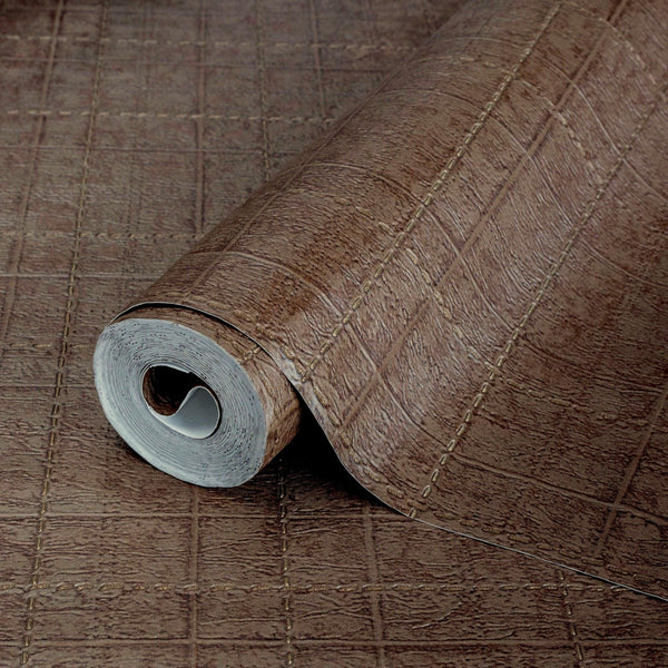 Velvet Stich Embossed Geometric Cubic Dark Brown,Home Wall Decor, Aesthetic Wallpaper, Textured Wallcovering Non - Adhesive and Non - Peel - Adawall Wallpaper - Registered Trade Accounts Only, Wallpaper Wholesale Account - 1001-5 - Adawall Wholesale - Wallpaper Wholesaler