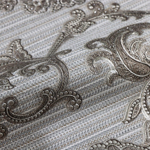 Victorian Damask Striped Wallpaper, Silver, Gray Rich Textured Embossed Wall Paper, Extra Wide 114 sq ft Roll, Wall Decor, Silver, Washable - Adawall Wallpaper - Registered Trade Accounts Only, Wallpaper Wholesale Account - 1305-5 - Adawall Wholesale - Wallpaper Wholesaler