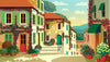 Village Square Wallpaper, Traditional Houses Mural, Oversized Custom Size Wall Art, Non - Woven, Non - Adhesive, Modern Wall Paper, Removable - Adawall Wallpaper - Registered Trade Accounts Only, Wallpaper Wholesale Account - W77771 - Adawall Wholesale - Wallpaper Wholesaler