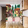 Village Square Wallpaper, Traditional Houses, Potted Flowers Mural, Oversized Custom Size Wall Art, Non - Woven, Non - Adhesive, Modern Wall Paper, Removable - Adawall Wallpaper - Registered Trade Accounts Only, Wallpaper Wholesale Account - W77772 - Adawall Wholesale - Wallpaper Wholesaler