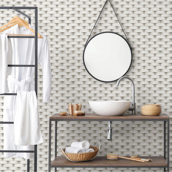 Wall Brick Embossed Cubic Geometric Wallpaper, Home Wall Decor, Aesthetic Wallpaper, Textured Wallcovering Non-Adhesive and Non-Peel - Walloro High End Wallcoverings & More