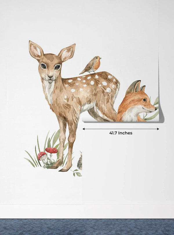 Watercolor Animals Wallpaper, White Background Mural, Oversized Custom Size Wall Art, Non - Woven, Non - Adhesive, Modern Wall Paper, Removable - Adawall Wallpaper - Registered Trade Accounts Only, Wallpaper Wholesale Account - W77654 - Adawall Wholesale - Wallpaper Wholesaler