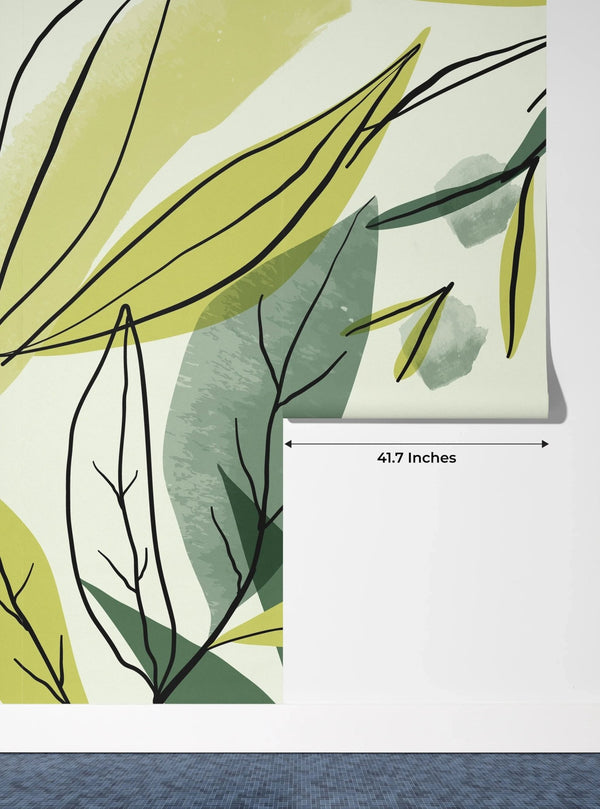 Watercolor Art Wallpaper, Green Leaves Mural, Oversized Custom Size Wall Art, Non - Woven, Non - Adhesive, Modern Wall Paper, Removable - Adawall Wallpaper - Registered Trade Accounts Only, Wallpaper Wholesale Account - W77934 - Adawall Wholesale - Wallpaper Wholesaler