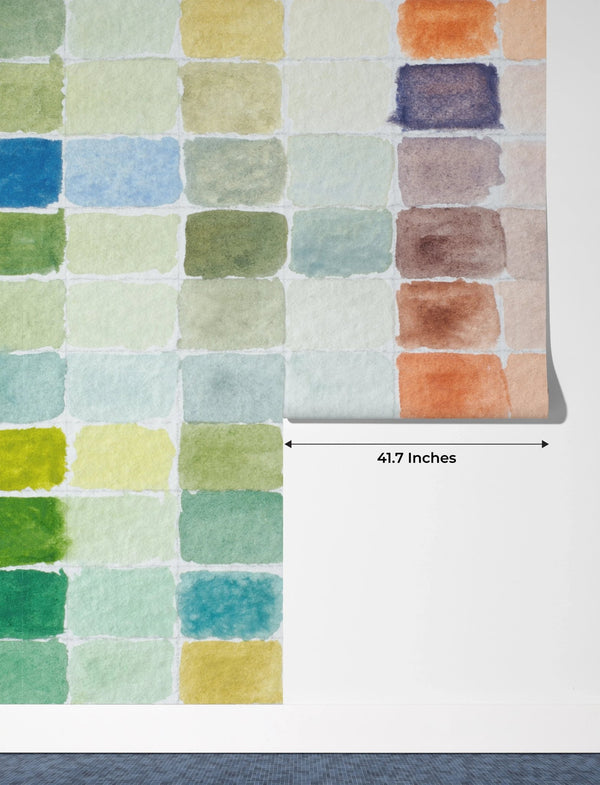 Watercolor Paint Shades Wallpaper, Filled Grid Mural, Oversized Custom Size Wall Art, Non - Woven, Non - Adhesive, Modern Wall Paper, Removable - Adawall Wallpaper - Registered Trade Accounts Only, Wallpaper Wholesale Account - W77600 - Adawall Wholesale - Wallpaper Wholesaler