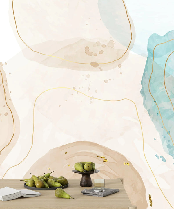 Watercolor Paint Splash Wallpaper, Golden Lines Mural, Oversized Custom Size Wall Art, Non - Woven, Non - Adhesive, Modern Wall Paper, Removable - Adawall Wallpaper - Registered Trade Accounts Only, Wallpaper Wholesale Account - W77901 - Adawall Wholesale - Wallpaper Wholesaler