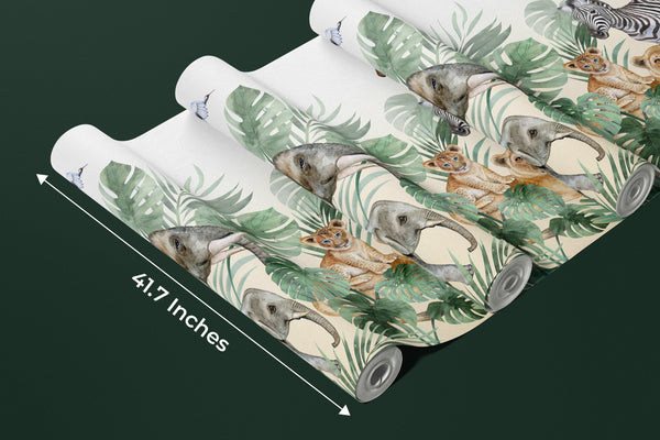 Watercolor Safari Wallpaper, Animals Mural, Oversized Custom Size Wall Art, Non - Woven, Non - Adhesive, Modern Wall Paper, Removable - Adawall Wallpaper - Registered Trade Accounts Only, Wallpaper Wholesale Account - W78091 - Adawall Wholesale - Wallpaper Wholesaler