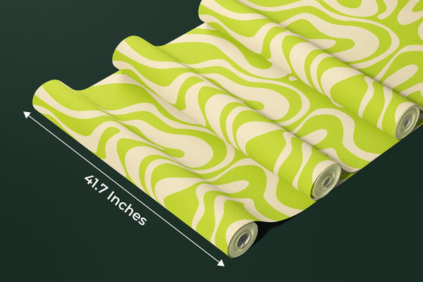 Wavy Retro Abstract Wallpaper, Green Mural, Oversized Custom Size Wall Art, Non - Woven, Non - Adhesive, Modern Wall Paper, Removable - Adawall Wallpaper - Registered Trade Accounts Only, Wallpaper Wholesale Account - W77622 - Adawall Wholesale - Wallpaper Wholesaler