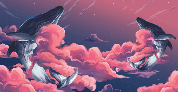 Whales in the Sky Wallpaper, Pink Clouds Mural, Oversized Custom Size Wall Art, Non - Woven, Non - Adhesive, Modern Wall Paper, Removable - Adawall Wallpaper - Registered Trade Accounts Only, Wallpaper Wholesale Account - W77839 - Adawall Wholesale - Wallpaper Wholesaler
