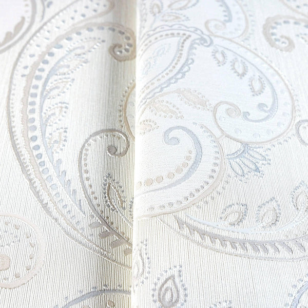 White Elegant Damask 3D Embossed Wallpaper, Textured Luxury Wallpaper - Walloro High End Wallcoverings & More