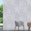 White Elegant Patchwork Deep Embossed Wallpaper, 3D Textured Luxury Damask Wallcovering - Walloro High End Wallcoverings & More
