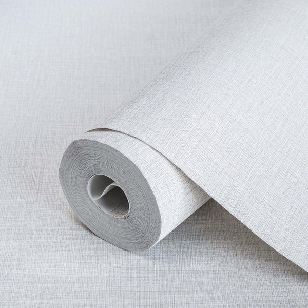 White Linen Textured Modern Textured Wallpaper, Brown Solid Color Fabric Touch Contemporary Wallcovering - Walloro High End Wallcoverings & More