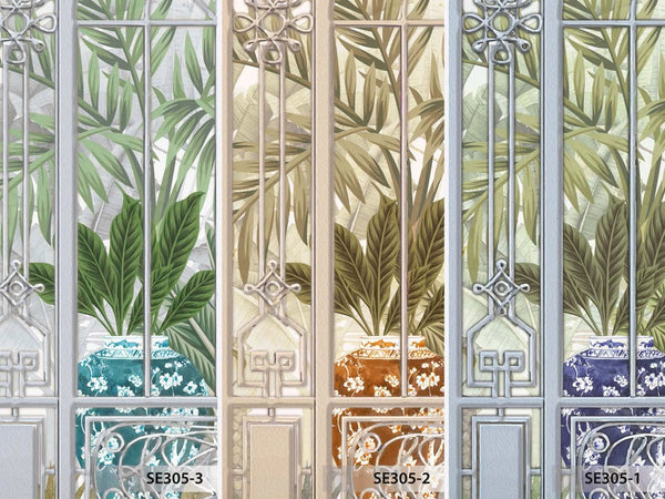 Windows Trees Wallpaper, Light Beige Nature Scenic View Wall Mural, Tropical, Custom Size Wall Art, Non - Woven, Non - Adhesive, Removable, Durable, Large - Adawall Wallpaper - Registered Trade Accounts Only, Wallpaper Wholesale Account - SE305-2 - Adawall Wholesale - Wallpaper Wholesaler