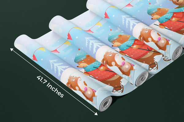 Winter Forest Wallpaper, Cute Animals Mural, Oversized Custom Size Wall Art, Non - Woven, Non - Adhesive, Modern Wall Paper, Removable - Adawall Wallpaper - Registered Trade Accounts Only, Wallpaper Wholesale Account - W78123 - Adawall Wholesale - Wallpaper Wholesaler