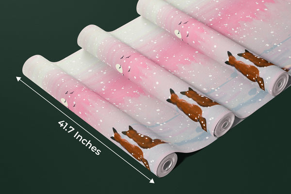 Winter Landscape Wallpaper, Foxes Mural, Oversized Custom Size Wall Art, Non - Woven, Non - Adhesive, Modern Wall Paper, Removable - Adawall Wallpaper - Registered Trade Accounts Only, Wallpaper Wholesale Account - W78154 - Adawall Wholesale - Wallpaper Wholesaler