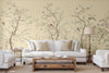 Yellow Chinoiserie Floral Wall Mural, Birds Tree Flowers Wallpaper, Custom Size Wall Covering, Non - Woven, Non - Adhesive, Removable, Washable - Adawall Wallpaper - Registered Trade Accounts Only, Wallpaper Wholesale Account - FJ304-2 - Adawall Wholesale - Wallpaper Wholesaler