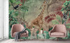 Yellow Tropical Forest Theme Wallpaper, Animals Wall Mural, Giraffe, Birds, Leaves, Jungle, Non - Pasted, Large Wall Art, Removable, Nature Theme - Adawall Wallpaper - Registered Trade Accounts Only, Wallpaper Wholesale Account - A312-2 - Adawall Wholesale - Wallpaper Wholesaler