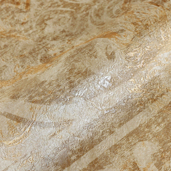 Yellow Washed Distressed Wallpaper, Rich Damask Textured Wallcovering, Large 114 sq ft Roll, Washable, Rusted Effect, Abstract Wallpaper - Walloro High End Wallcoverings & More