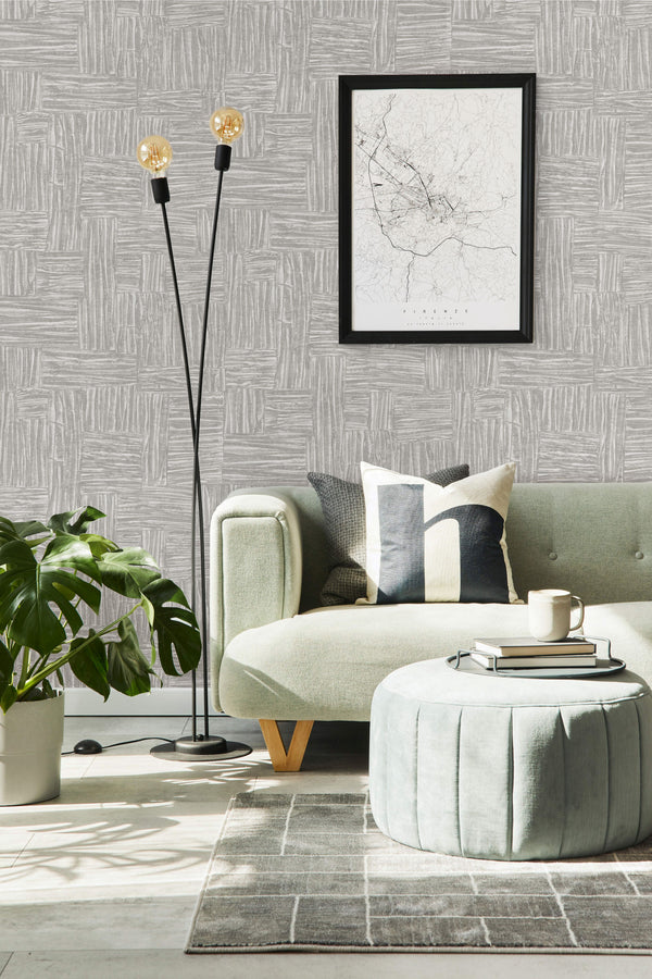 Gray Muse Brush Stroke Textured Wallpaper, Modern Minimalist Wall Covering, Neutral Shimmer Wall Decor