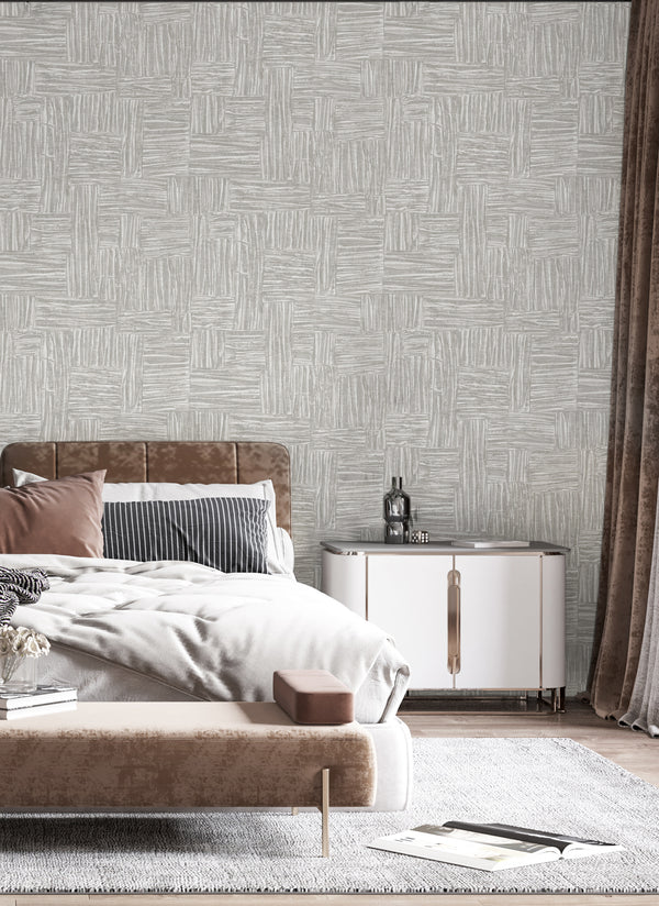 Gray Muse Brush Stroke Textured Wallpaper, Modern Minimalist Wall Covering, Neutral Shimmer Wall Decor