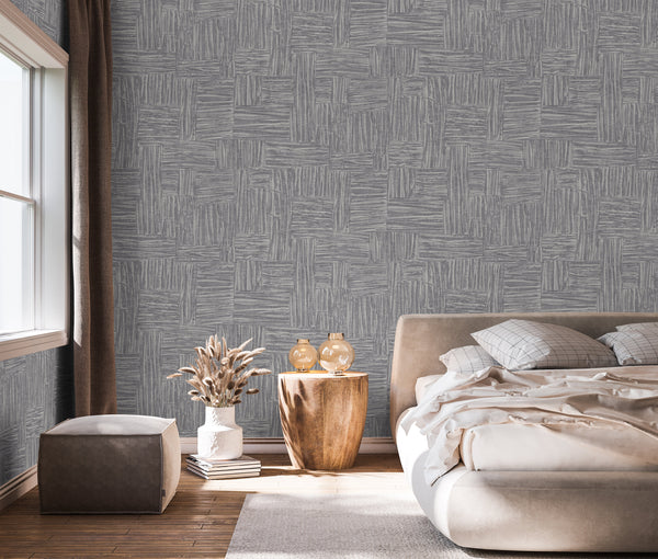 Gray Muse Brush Stroke Textured Wallpaper, Modern Minimalist Wall Covering, Neutral Shimmer Wall Decor