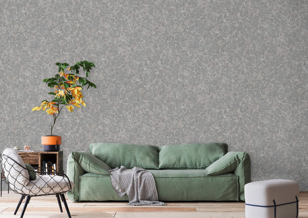 Gray Muse Plaster Texture Wallpaper, Natural Wallpaper, Modern & Minimalist Wall Covering, Modern Look Neutral Colors Glittering Wallcovering