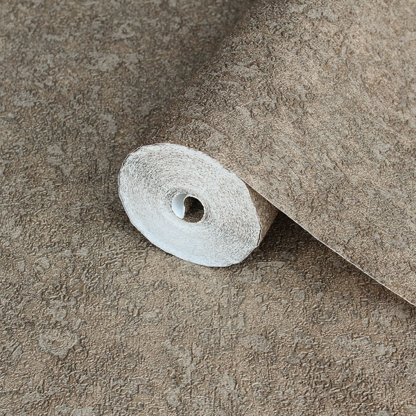 Brown Muse Plaster Texture Wallpaper, Natural Wallpaper, Modern & Minimalist Wall Covering, Modern Look Neutral Colors Glittering Wallcovering