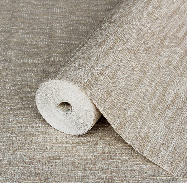 Beige Muse Crosshatch Texture Wallpaper, Natural Wallpaper, Modern & Minimalist Wall Covering, Modern Look Neutral Colors Glittering Wallcovering