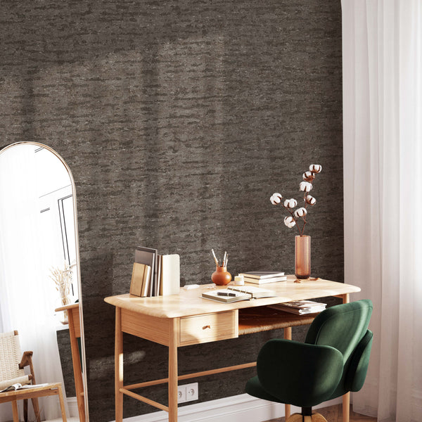 Dark Brown Muse Stucco Texture Wallpaper, Natural Wallpaper, Modern & Minimalist Wall Covering, Modern Look Neutral Colors Glittering Wall Cover