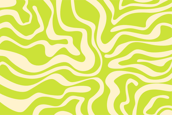 Wavy Retro Abstract Wallpaper, Green Mural, Oversized Custom Size Wall Art, Non-Woven, Non-Adhesive, Modern Wall Paper, Removable