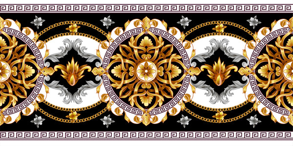 Golden Baroque Wallpaper, Black Background Mural, Oversized Custom Size Wall Art, Non-Woven, Non-Adhesive, Modern Wall Paper, Removable