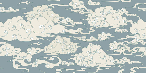 Clouds, Gray Background Wallpaper, Seamless Pattern Mural, Oversized Custom Size Wall Art, Non-Woven, Non-Adhesive, Modern Wall Paper, Removable