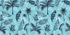 Tropical Plants, Blue Background Wallpaper, Seamless Pattern Mural, Oversized Custom Size Wall Art, Non-Woven, Non-Adhesive, Modern Wall Paper, Removable