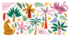 Exotic Tropical Wild Wallpaper, Cartoon Retro Style Mural, Oversized Custom Size Wall Art, Non-Woven, Non-Adhesive, Modern Wall Paper, Removable