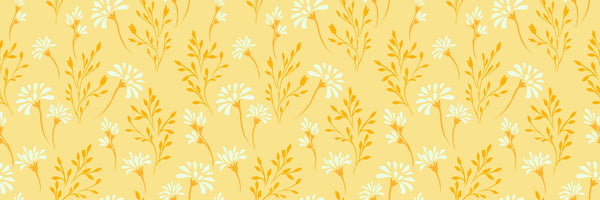 Flowers, Summer Yellow Wallpaper, Seamless Pattern Mural, Oversized Custom Size Wall Art, Non-Woven, Non-Adhesive, Modern Wall Paper, Removable