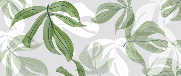 Abstract Art Wallpaper, Tropical Leaves Mural, Oversized Custom Size Wall Art, Non-Woven, Non-Adhesive, Modern Wall Paper, Removable