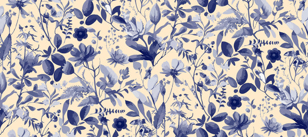 Purple Floral Wallpaper, Seamless Pattern Mural, Oversized Custom Size Wall Art, Non-Woven, Non-Adhesive, Modern Wall Paper, Removable