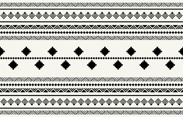 Ethnic Tribal Black and White Wallpaper, Seamless Pattern Mural, Oversized Custom Size Wall Art, Non-Woven, Non-Adhesive, Modern Wall Paper, Removable