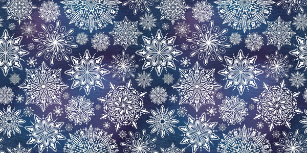 Snowflakes, Dark Blue and Purple Background Wallpaper, Seamless Pattern Mural, Oversized Custom Size Wall Art, Non-Woven, Non-Adhesive, Modern Wall Paper, Removable