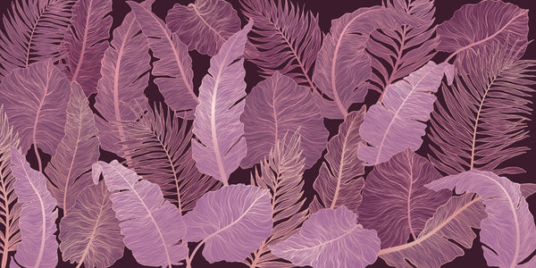 Exotic Golden and Pink Leaves Wallpaper, Seamless Pattern Mural, Oversized Custom Size Wall Art, Non-Woven, Non-Adhesive, Modern Wall Paper, Removable