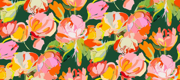 Colorful Bright Floral Wallpaper, Seamless Pattern Mural, Oversized Custom Size Wall Art, Non-Woven, Non-Adhesive, Modern Wall Paper, Removable