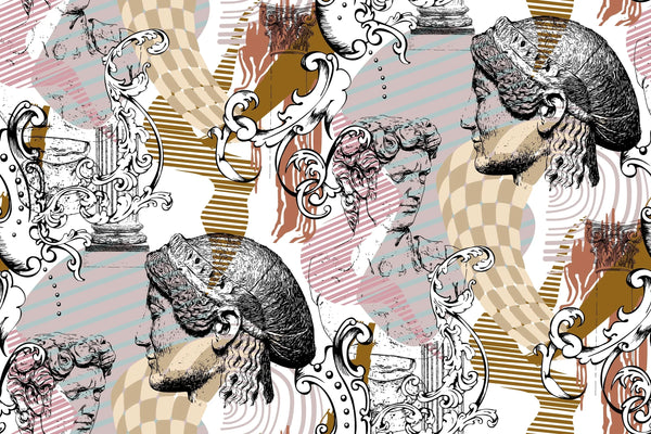 Abstract Sculpture Wallpaper, Seamless Pattern Mural, Oversized Custom Size Wall Art, Non-Woven, Non-Adhesive, Modern Wall Paper, Removable