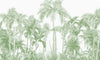 Tropical Green Trees Wallpaper, White Background Mural, Oversized Custom Size Wall Art, Non-Woven, Non-Adhesive, Modern Wall Paper, Removable