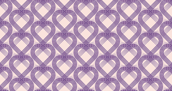 Purple Heart Wallpaper, Seamless Pattern Mural, Oversized Custom Size Wall Art, Non-Woven, Non-Adhesive, Modern Wall Paper, Removable